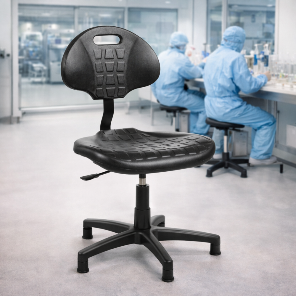 Atestowane krzesło laboratoryjne na stopach ErgoPur