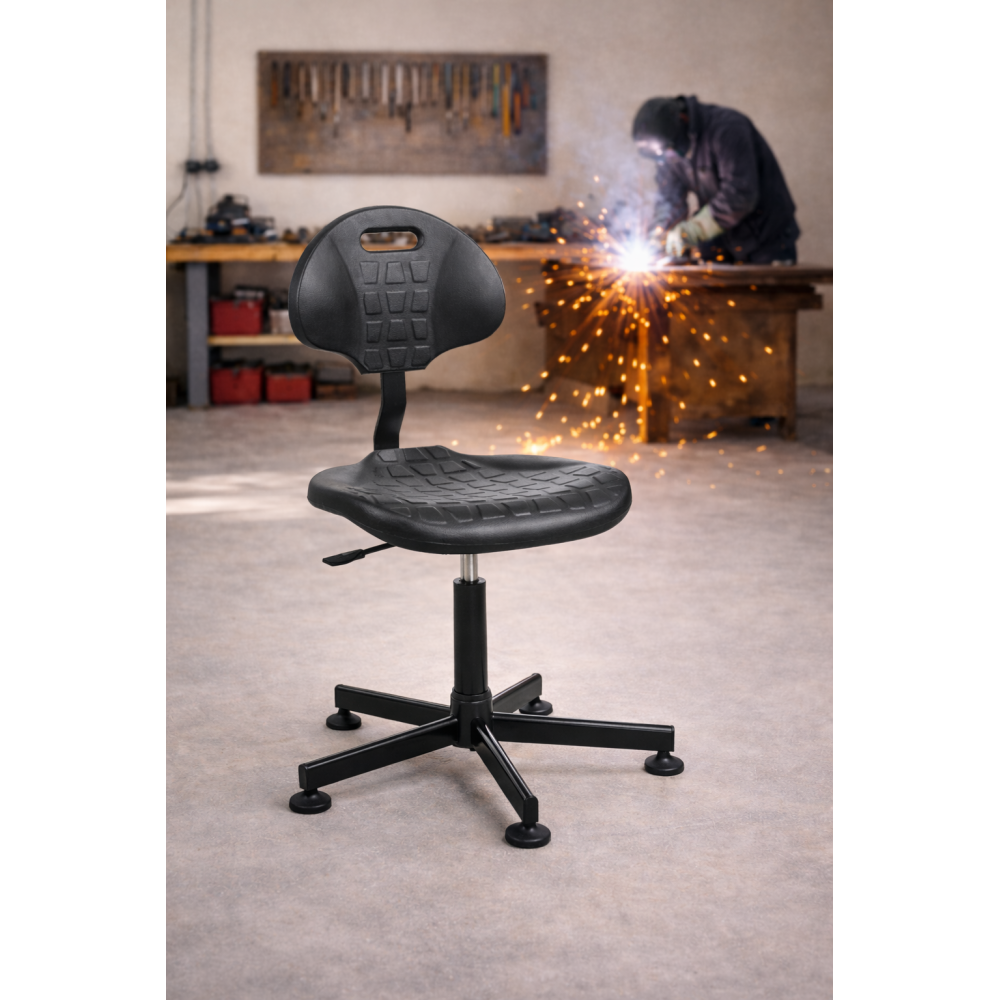 Wytrzymałe krzesło spawalnicze PurMax na stopkach