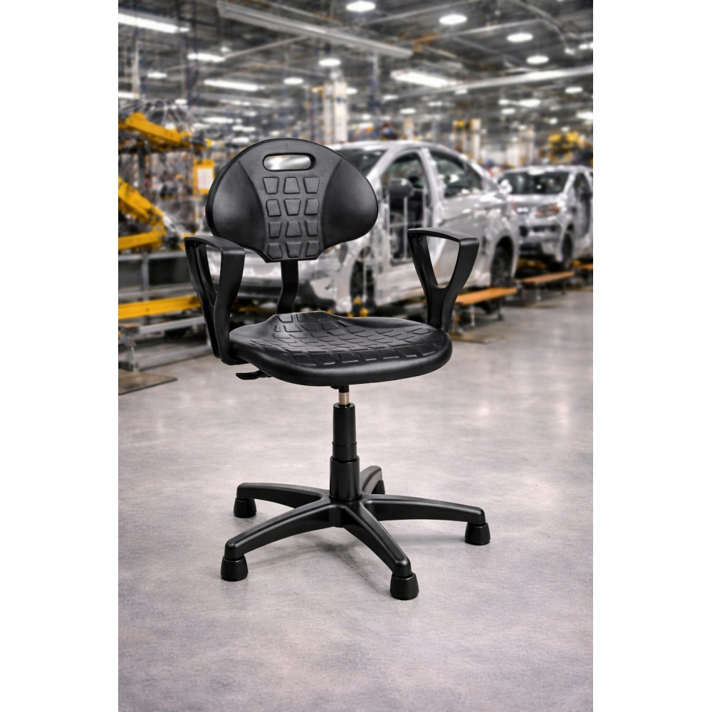 Krzesło przemysłowe atestowane z podłokietnikami ErgoPur PD