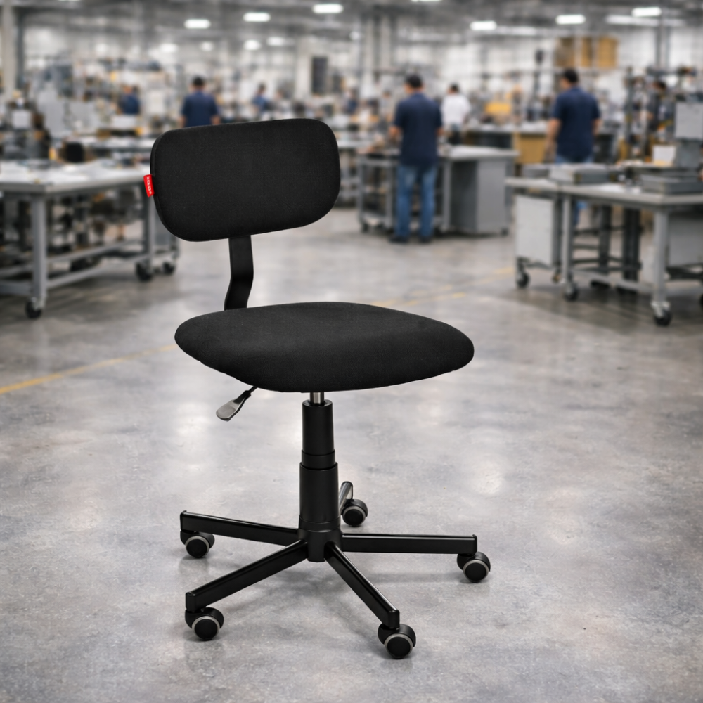 Krzesło warsztatowe tapicerowane na kółkach Black 01 WH